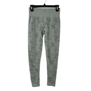 Gymshark Leggings XS Sage Green Camo Seamless Mid Rise Pull On Yoga Stretch